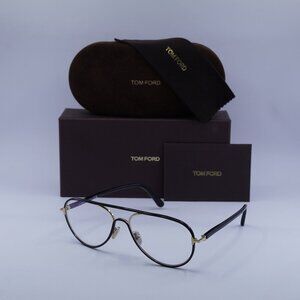 Tom Ford FT5897-B 001 Aviator Eyeglasses 57mm – Black/Blue Light Block